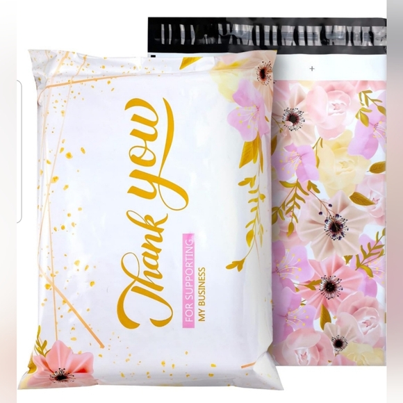 New 25 New 19×14.5 Poly Mailers Shipping Envelopes Floral Thank You Bags - Picture 1 of 8